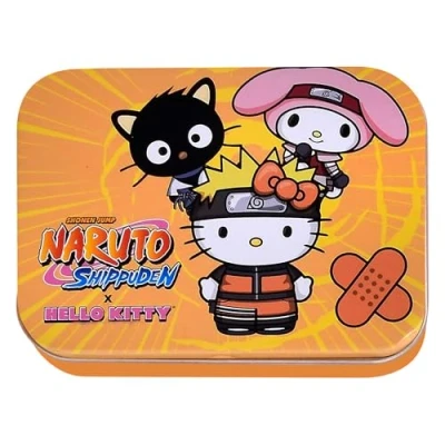 Abbildung von Naruto Kinderpflaster Lizensiertes Produkt Metall Box 24 Pflaster Schönes Design Aufbewahrungsbox für Kinder Geeignet Rucksack Handtasche