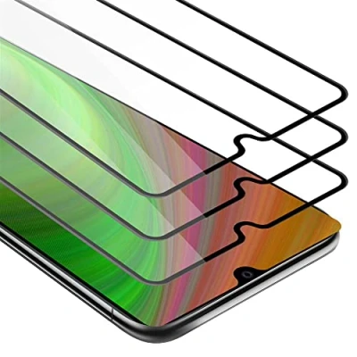 Abbildung von Cadorabo 3x Vollbild Panzer Folie kompatibel mit Huawei MATE 20 Schutzfolie in TRANSPARENT SCHWARZ 3er Pack Gehärtetes (Tempered) Display Schutzglas 9H Härte 3D Touch