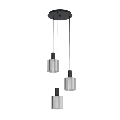 Abbildung von Hängelampe Gorosiba, schwarz, Ø 41 cm, Stahl/Glas, 3 flg.