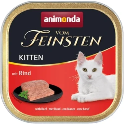 Abbildung von animonda Vom Feinsten Kitten mit Rind (32 x 100 g), Nassfutter für junge Katzen, Katzenfutter ohne Getreide und Zucker, % frischen, fleischlichen Zutaten