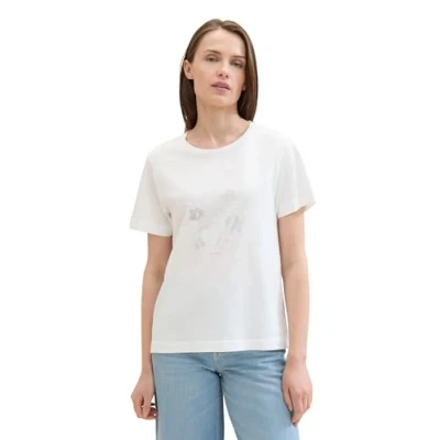 Abbildung von TOM Tailor Tshirt print, Damen, Größe: XL, Soft clear white