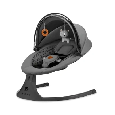 Abbildung von Kinderkraft LUMI 2 Babywippe, Elektrische Babyschaukel, Von der Geburt bis 9 Monate, Höhenverstellbar, 5 Schaukelmodi, 12 Melodien, Bogen mit Spielzeug, Hellgrau