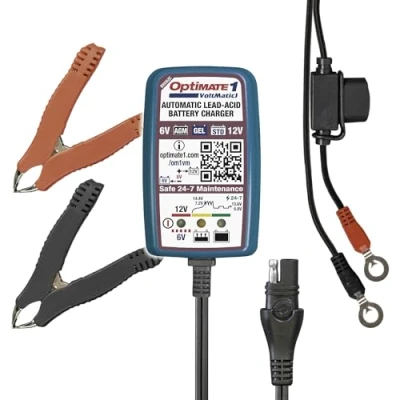 Abbildung von TecMate Optimate 1 VoltMatic, TM400a,Bronze Serie: 4 stufiges 6V/12V 0.6A Batterieladegerät und wartung