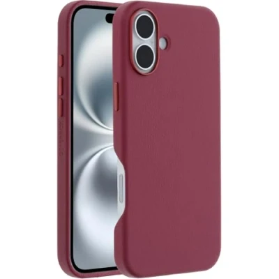 Abbildung von OtterBox Symmetry Series Cactus Leather MagSafe Hülle für iPhone 16 Plus, stoßfest, sturzsicher, dünne Schutzhülle, 3X getestet nach Militärstandard, Rot