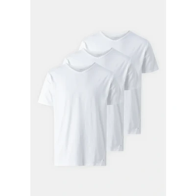 Abbildung von Tommy Hilfiger Herren 3er Pack T Shirts Kurzarm Stretch V Ausschnitt, Weiß (White/White/White), S