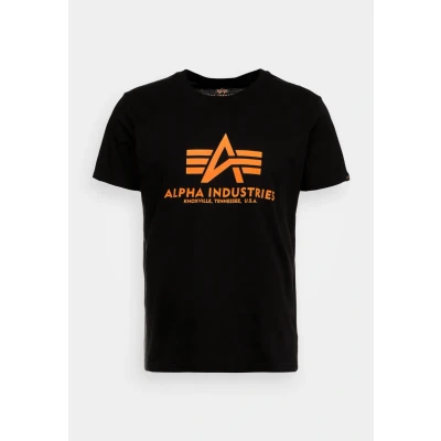 Abbildung von Alpha Industries Tshirt print, Herren, Größe: Medium, Black /neon orange