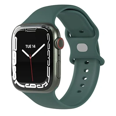Abbildung von EAZY CASE Uhrenarmband Silicon Armband iWatch 9 8 7 6 5 4 3 2 1 SE Ultra, Sport Loop Herren Damen Uhrenband Silikon Band Druckknöpfe Dunkelgrün