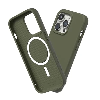 Abbildung von RhinoShield Case kompatibel mit [iPhone 14 Pro] SolidSuit MagSafe Stoßdämpfende &amp; schlanke Schutzhülle Premium Finish 3.5 Meter Fallschutz Algengrün