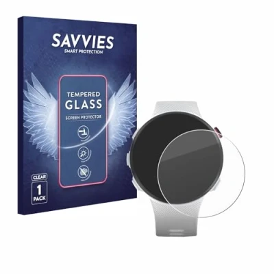 Abbildung von Savvies Panzer Schutz Glas für Garmin Forerunner 45S 9H Hartglas, Anti Fingerprint, Displayschutz