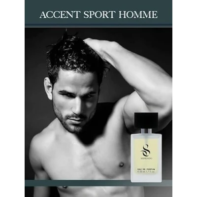 Abbildung von ACCENT SPORT HOMME von SANGADO, Parfüm für Herren, 8 10 Stunden Langanhaltend, Luxuriös duftend, Holzig Aromatisch, Zarte französische Essenszen, Extra konzentriert (Eau de Parfum), Sinnlich, 50ml