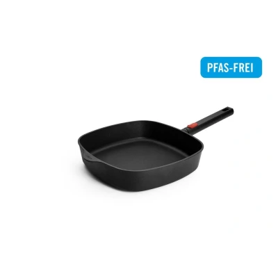 Abbildung von Woll Eco Logic QXR Viereckpfanne Induktiv , 28 x cm, 6.5 cm hoch, mit abnehmbaren Stiel Geeignet für alle Herdarten, PFAS frei, Antihaft Versiegelung, Aluminiumguss, backofenfest, schwarz
