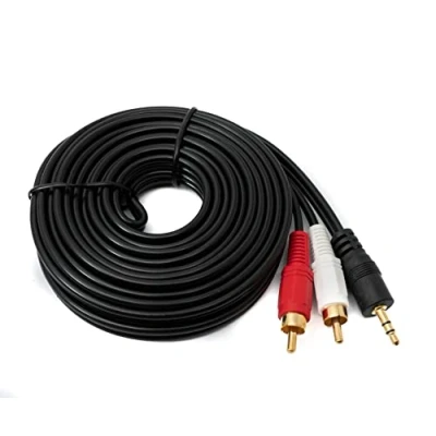 Abbildung von System S Cinch 2 RCA Kabel 5 m Stecker zu AUX 3,5 mm Klinke Stereo AV in Schwarz