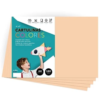 Abbildung von Farbiger Karton, A4, intensive Farben, 180 g, für Bastelarbeiten, Drucken Sie Ihre Dokumente und kreativen Designs, Farbfolien A4 · m office (25 Blatt, Vanille)