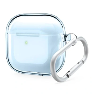 Abbildung von elago Transparent Schutzhülle Kompatibel mit AirPods 4. Generation 4 Hülle, Karabiner inklusive, reduzierte Vergilbung, kabelloses Laden, stoßfest, voller Schutz