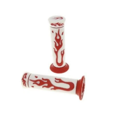 Abbildung von Universal Lenkergriffe Griffe Flame weiß rot Roller Scooter Motorrad