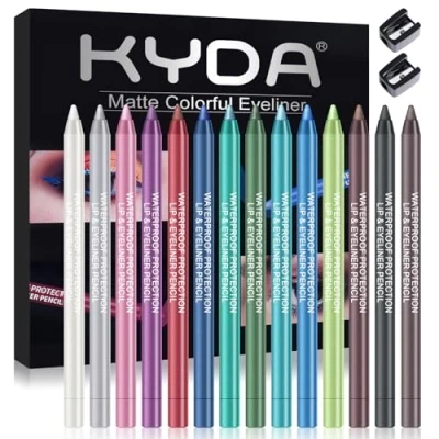 Abbildung von KYDA14 Colors Eye Shadows Eyeliner Pen Set, Metallic Pencil Glitter for Women Liner Professional Makeup Set Colorful Color