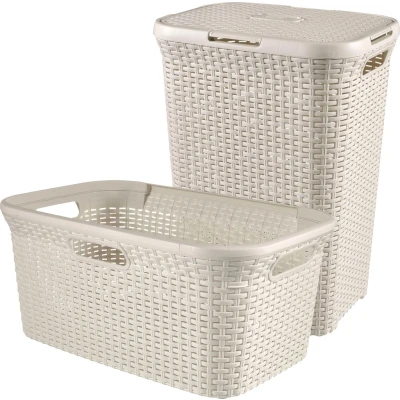 Abbildung von Curver Wäschekorb Style (Set, 2 St), und Wäschewanne creme