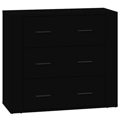 Abbildung von vidaXL Sideboard 3 Schubladen Schrank Anrichte Beistellschrank Kommode Schubladenschrank Mehrzweckschrank Schwarz 80x33x70cm Holzwerkstoff