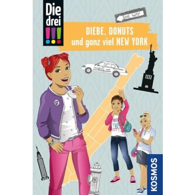 Abbildung von Die drei !!!, Diebe, Donuts und ganz viel New York: Mit den wichtigsten Sehenswürdigkeiten, Sprachführer Stadtplan
