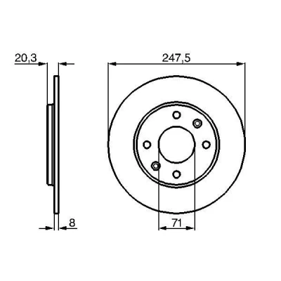 Abbildung von BOSCH 0 986 478 371 Bremsscheibe 247 8 4 108 voll geölt PEUGEOT: 205 II Schrägheck, Cabrio, 309 Schrägheck