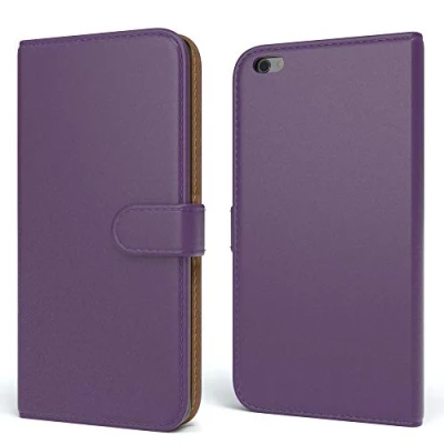 Abbildung von EAZY CASE Tasche kompatibel mit iPhone 6 Plus / 6S Schutzhülle Standfunktion Klapphülle im Bookstyle, Handytasche Handyhülle Flip Cover Magnetverschluss und Kartenfach, Kunstleder, Lila