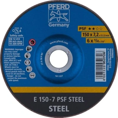 Abbildung von PFERD PSF STEEL 62015628 Schleifscheibe, Winkelschleifer 150mm 102001/min 22.23mm