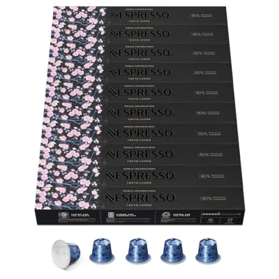 Abbildung von NESPRESSO ORIGINAL Tokyo Lungo, Mittlere Röstung, Kompatibel mit Kapselmaschinen, Kapsel Set aus 100 Kaffeekapseln