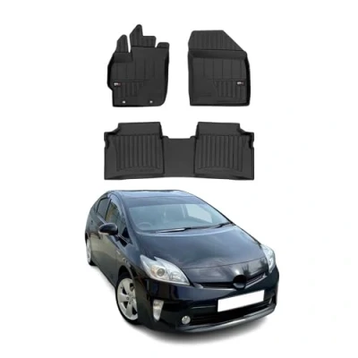 Abbildung von Fußmatten Gummimatten kompatibel mit Toyota Prius III 2010 2015 OMAC Premium 3D Schwarz TPE Gummi