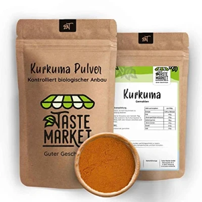 Abbildung von 500 g Kurkuma Pulver Kurkumawurzel gemahlen Wurzel Gewürz Curcumin Kurkumin Curcuma Latte