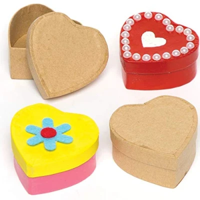 Abbildung von Baker Ross Herzförmige Schachteln zum Basteln für Kinder kleine Geschenke Valentinstag und Muttertag (8 Stück), Braun
