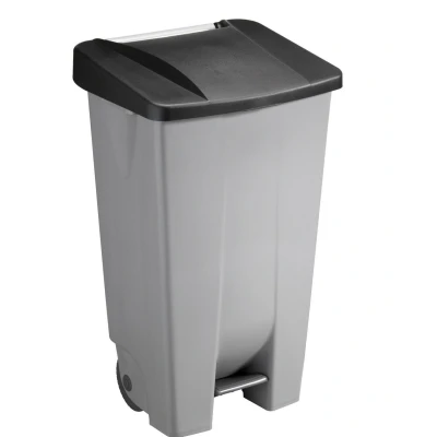 Abbildung von Sunware Basic Abfalleimer 120 Liter 42,5x51x87,5cm mit Rädern/Fußpedal/Handgriff grau/schwarz