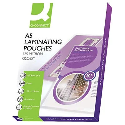 Abbildung von Q Connect KF04108 Laminiertaschen A5 125 Mikron 100 Stück