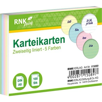 Abbildung von RNK Karteikarten A8 liniert sortiert VE=100 Stück