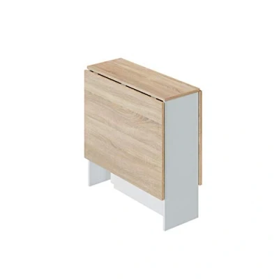 Abbildung von Habitdesign Fly Beistelltisch, Melamin, Weiß/Eiche, L31/140 x H78 P77cm