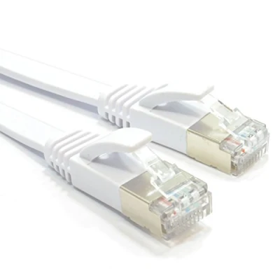 Abbildung von kenable Flach CAT6A S/STP Abgeschirmtes 500MHz Ethernet LAN Kabel RJ45 4 m Weiß [4 Meter/4m]