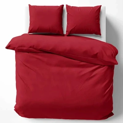 Abbildung von Cotton Castle Bettwäsche Bettgarnitur Bettbezug 100% Baumwolle 135x200 155x220 200x200 200x220, Farbe:Rot, Größe:200 x 200 cm