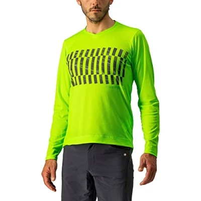 Abbildung von CASTELLI Men&#039;s Trail Tech Long Sleeved T Shirt Sweatshirt, Elektrischer Limette/dunkler Kalk, XL