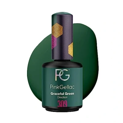 Abbildung von Pink Gellac UV Gel Nagellack 309 Graceful Green 15 ml Shellac Grün Nail Polish Gelnagellack für Lampe Einfache Anwendung Lack Made in Holland