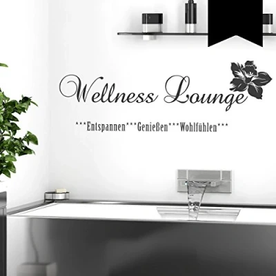 Abbildung von WANDKINGS Wandtattoo Wellness Lounge 50 x 17 cm schwarz erhältlich in 33 Farben
