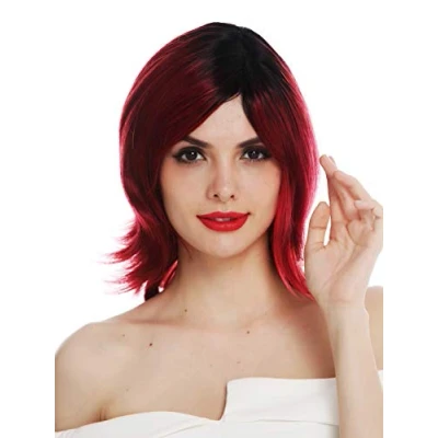 Abbildung von WIG ME UP FIONA MT YS871S1B Perücke Damenperücke Teil Monofilament Scheitel schulterlang glatt gestuft gewellte Spitzen Ombre Schwarz Rot Mix