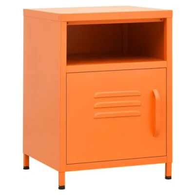 Abbildung von vidaXL Nachttisch 1 offenes Regal Tür Modern Nachtschrank Nachtkonsole Nachtkommode Schlafzimmer Schrank Kommode Orange 35x35x51cm Stahl