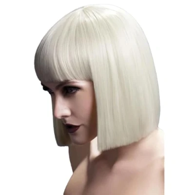 Abbildung von Smiffys Kostüm Perücke Blunt Cut hellblond für Fasching, Hochwertige Kunsthaar Perücken aus der Fever Wig Collection