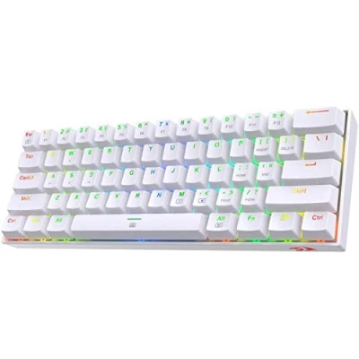Abbildung von Redragon K630 Dragonborn 60% kabelgebundene RGB Gaming Tastatur, 61 Tasten Kompakte mechanische Tastatur mit taktilem Braun Schalter, Pro Treiberunterstützung, Weiß