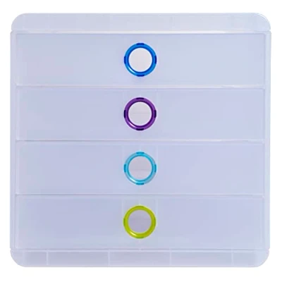 Abbildung von Exacompta 31399D Premium Ablagebox Chromaline mit 4 Schubladen für DIN A+ Dokumente. Belastbare Schubladenbox hoher Kapazität mehr Platz auf dem Schreibtisch Pop Box Kristall/bunt