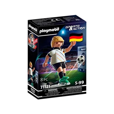 Abbildung von PLAYMOBIL Sports &amp; Action 71121 Fußballspieler Deutschland, mit Kickfunktion und Torwand, ab 5 Jahren