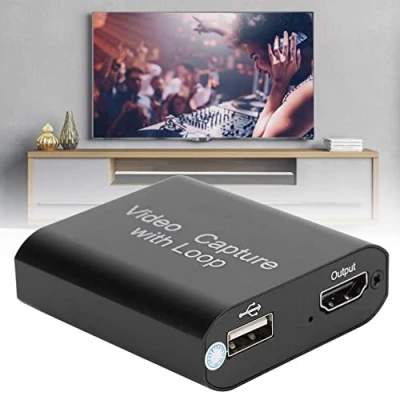 Abbildung von HDMI Video Capture Karte,4k 1080P Game Card Unterstützung Verschlüsselungs Karte USB 2.0, Loop Out für VLC, OBS, Amcap usw