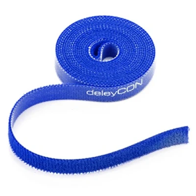 Abbildung von deleyCON 2m Klett Kabelbinder Klettband Klettbandrolle 10mm Breit Kabelmanagement Kabelorganizer Klettkabelbinder Klettverschluss zuschneidbar Blau