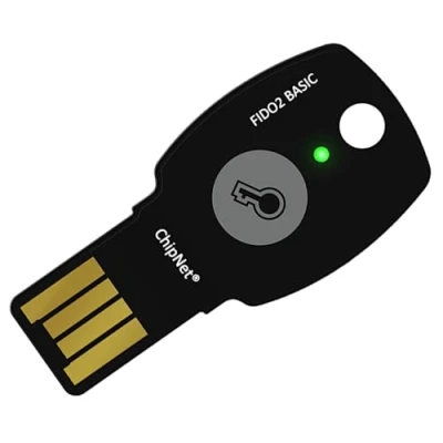Abbildung von USB Security Key FIDO2 Certified Sicherheitsschlüssel mit Multifaktor, USB, FIDO2+U2F, spanisches Unternehmen, Kundendienst persönlicher Unterstützung.