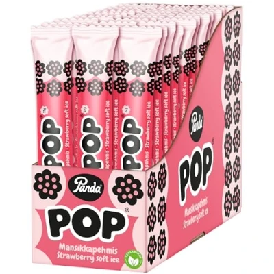 Abbildung von Panda ® Pop Erdbeer Softeis gefüllter Lakritzriegel Köstliches, weiches Lakritz mit weichem Erdbeerinneren Perfekter Geschmack und perfekte Größe Vegan 22 g x 36 Riegel Packung