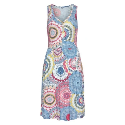 Abbildung von Vivance Jerseykleid, mit Alloverdruck und V Ausschnitt, farbenfrohes Sommerkleid